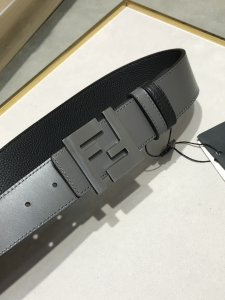 Fendi FF Logo Black Leather Belt 38MM