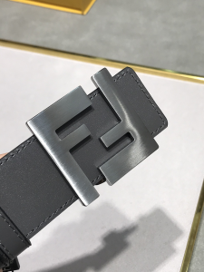 Fendi FF Logo Black Leather Belt 38MM