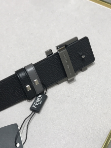 Fendi FF Logo Black Leather Belt 38MM