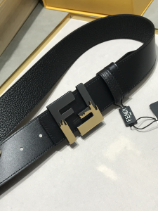 Fendi FF Logo Black Leather Belt 38MM