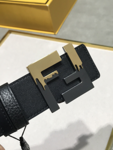 Fendi FF Logo Black Leather Belt 38MM