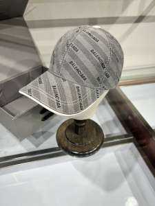 Balenciaga Gray Canvas Baseball Cap Hat