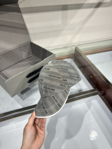 Balenciaga Gray Canvas Baseball Cap Hat