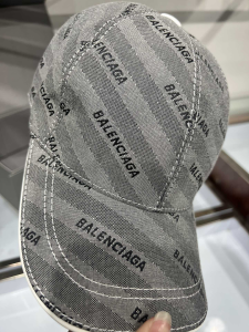 Balenciaga Gray Canvas Baseball Cap Hat