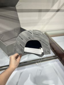 Balenciaga Gray Canvas Baseball Cap Hat