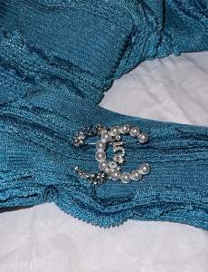 Chanel Crystal Pearl CC Logo Brooch