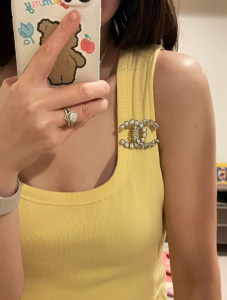 Chanel Crystal Pearl CC Logo Brooch