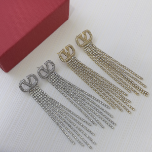 Valentino Crystal Vlogo Tassel Earrings