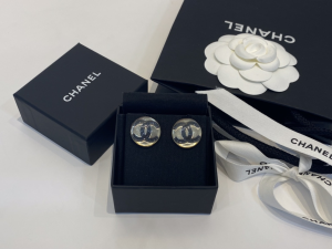 Chanel Black CC Round Earrings