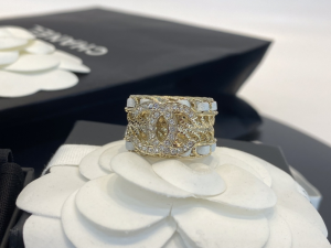 Chanel Crystals CC Rings White