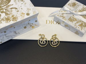 Dior Crystal CD Navy Earrings Gold