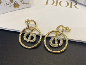 Dior Crystal CD Navy Earrings Gold