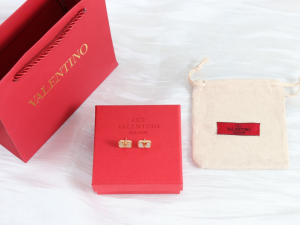 Valentino Crystal Vlogo Gold Earrings