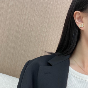 Valentino Crystal Vlogo Gold Earrings