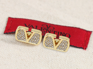 Valentino Crystal Vlogo Gold Earrings