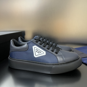 Prada Blue Leather Platform Sneakers