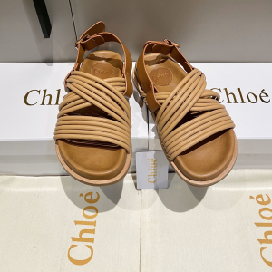Chloe Brown Leather Flat Sandal