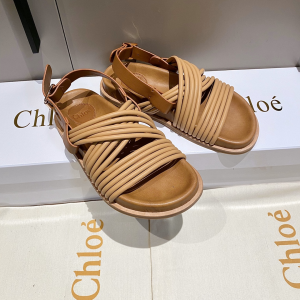 Chloe Brown Leather Flat Sandal