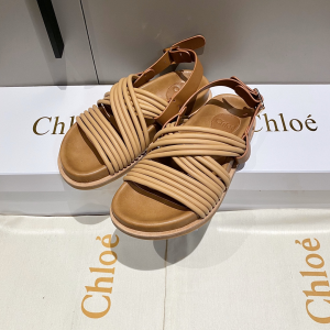 Chloe Brown Leather Flat Sandal
