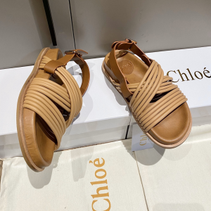 Chloe Brown Leather Flat Sandal
