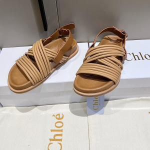 Chloe Brown Leather Flat Sandal