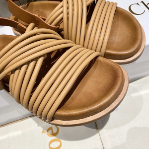 Chloe Brown Leather Flat Sandal