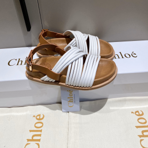 Chloe White Leather Flat Sandal