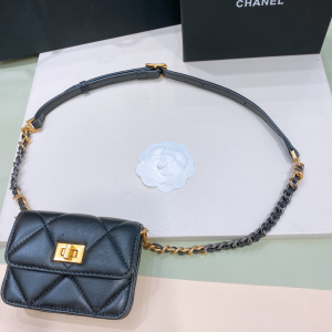 Chanel Black Leather Small Pouch Belt