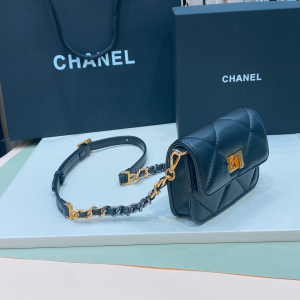 Chanel Black Leather Small Pouch Belt