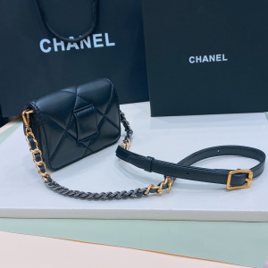 Chanel Black Leather Small Pouch Belt