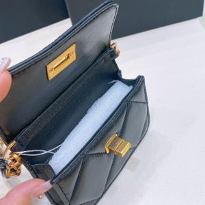 Chanel Black Leather Small Pouch Belt