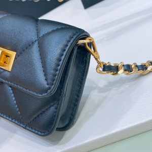 Chanel Black Leather Small Pouch Belt