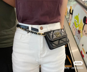 Chanel Black Leather Small Pouch Belt