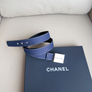 Chanel Blue Denim Leather Belt 30MM