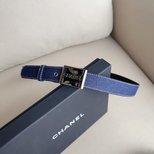 Chanel Blue Denim Leather Belt 30MM