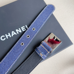 Chanel Blue Denim Leather Belt 30MM
