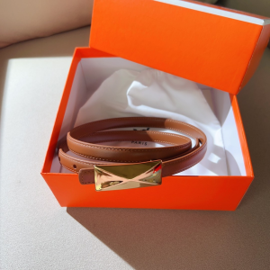 Hermes Thin Brown Leather Belt 15MM