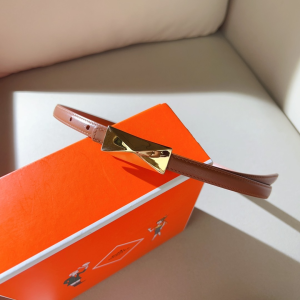 Hermes Thin Brown Leather Belt 15MM