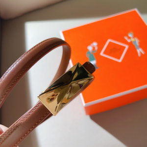 Hermes Thin Brown Leather Belt 15MM