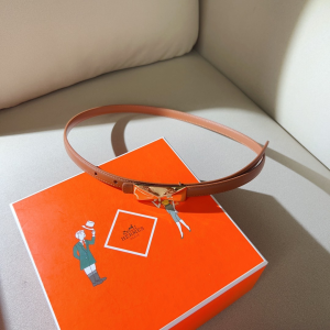 Hermes Thin Brown Leather Belt 15MM