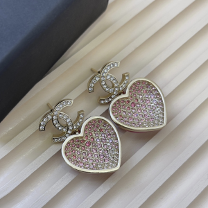 Chanel Crystal CC Heart Earring