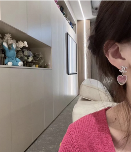Chanel Crystal CC Heart Earring