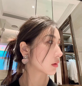 Chanel Crystal CC Heart Earring