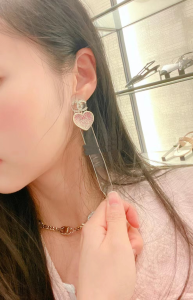 Chanel Crystal CC Heart Earring