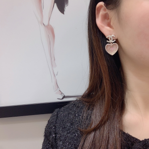 Chanel Crystal CC Heart Earring