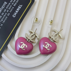 Chanel Crystal CC Heart Earring