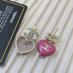 Chanel Crystal CC Heart Earring