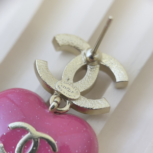 Chanel Crystal CC Heart Earring