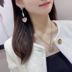 Chanel Crystal CC Heart Earrings