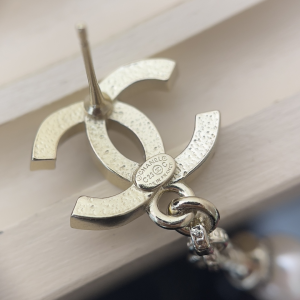 Chanel Crystal CC Heart Earrings